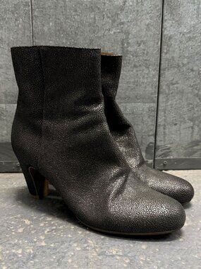 MAISON MARTIN MARGIELA Black Grained Leather Ankle Boots Booties Sz IT 40 US 10